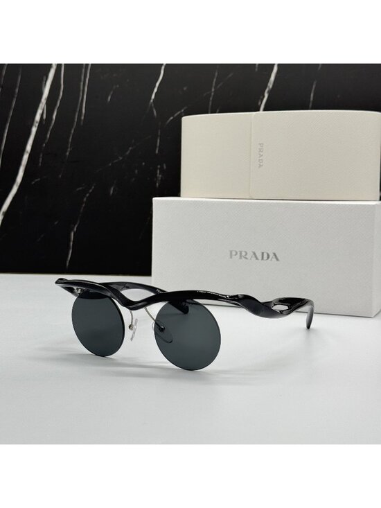 NEW PRADA PRA18S 1AB5S0 SUNGLASSES PR A18S 1AB5S0 ROUND BLACK UNISEX SPR A18S main image 5